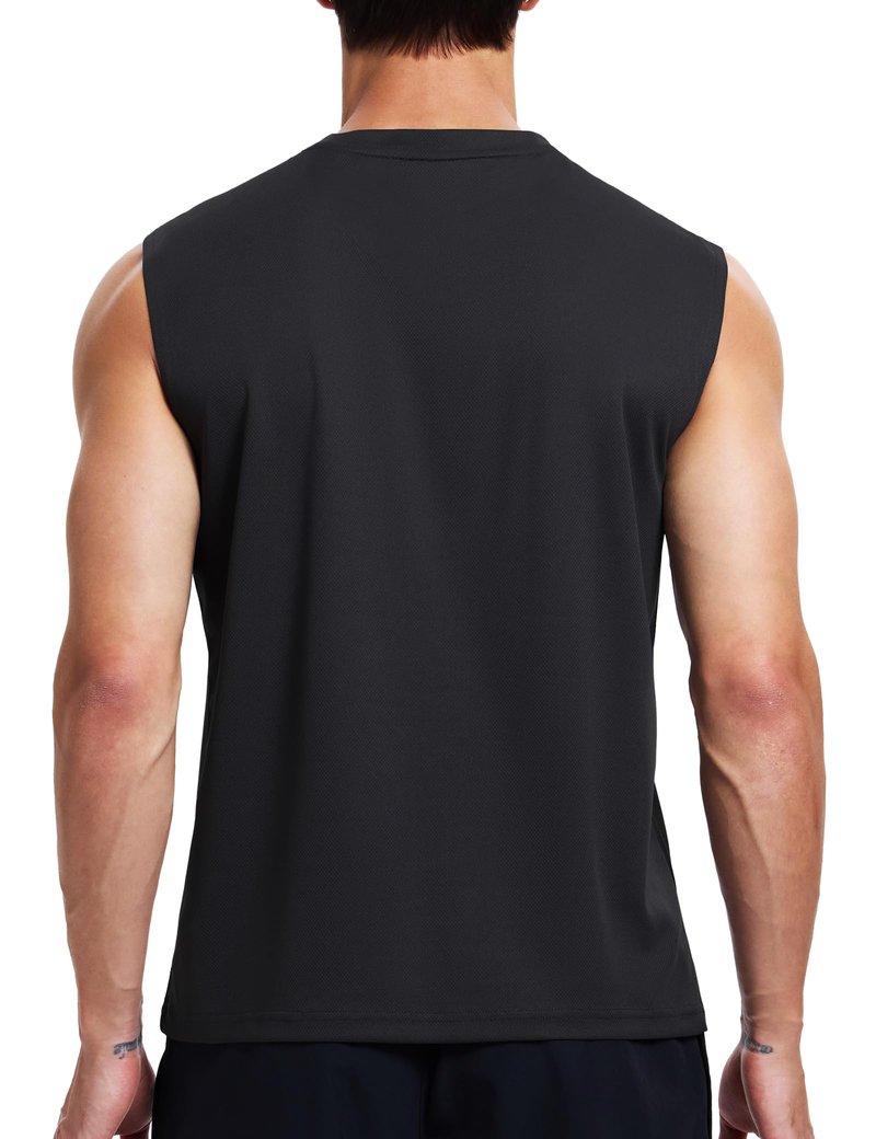 ALLTHRO Mens Workout Tank Tops Quick Dry Sleeveless Running Shirts Gym Muscle Bodybuilding Shirts for Men Black,XX-Large