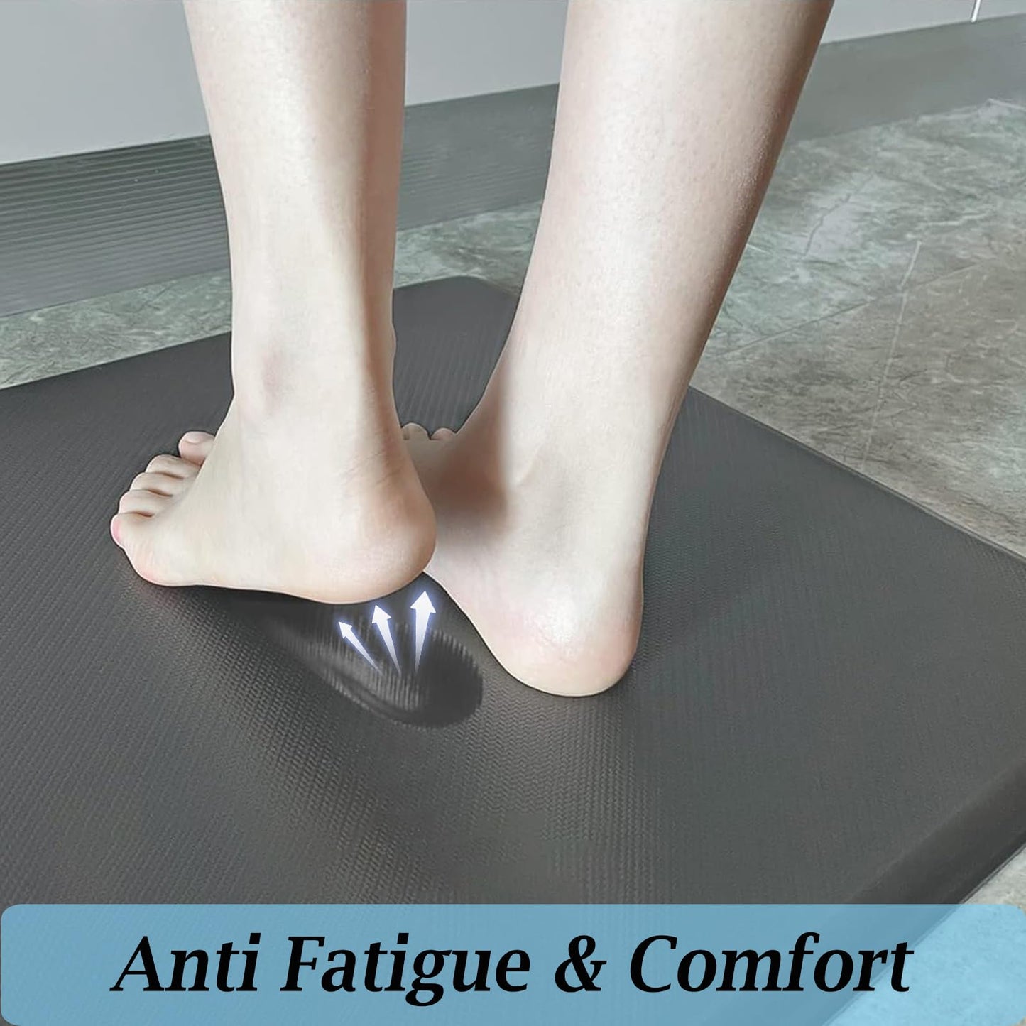 Artnice Kitchen Floor Mats Cushioned Anti Fatigue Mat, Waterproof Non-Slip Standing Desk Mat, 0.75" Heavy Duty Comfort Kitchen Rugs for Home, Work Station, Office(20" x 39", Grey)