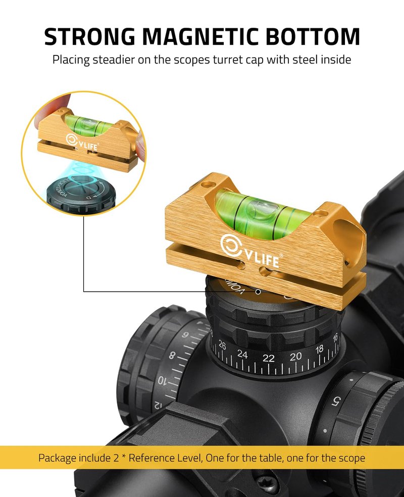 CVLIFE Professional Scope Leveling Kit Heavy Duty Scope Mounting Level with 2 Magnetic Universal Level Bubbles, Gold