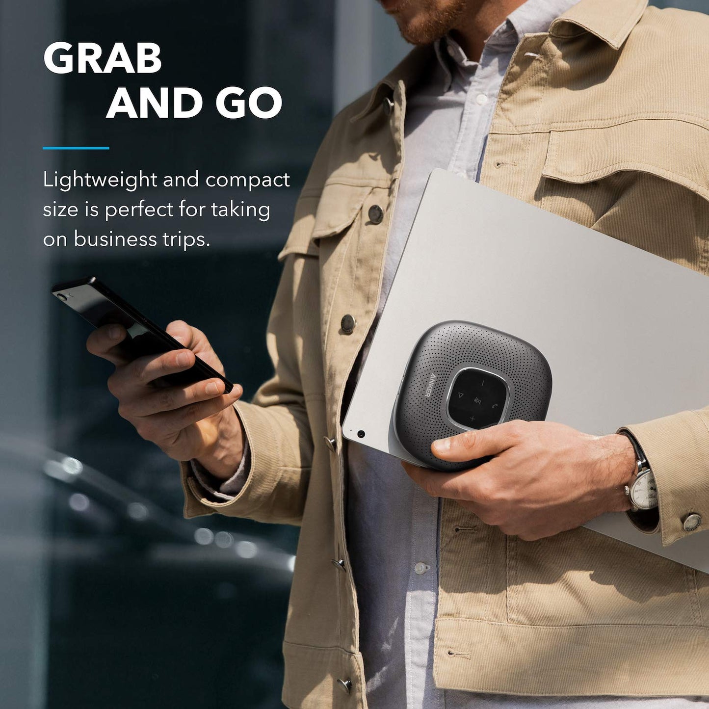 Anker PowerConf Speakerphone, Zoom Certified Conference Speaker with 6 Mics, 360° Enhanced Voice Pickup, 24H Call Time, Bluetooth 5.3, USB C, Compatible with Leading Platforms for Personal Workspaces