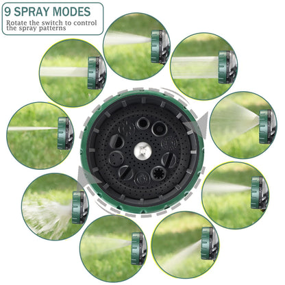 Hose Pipe Spray Gun Metal Garden Hose Nozzle with 9 Patterns Garden Hose Spray Gun for Hose Pipe for Watering Plants Washing Cars Pets
