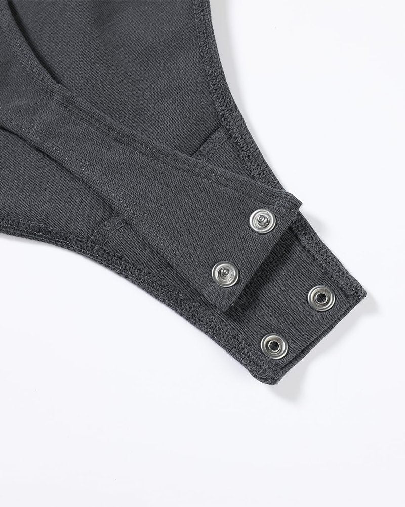 AUROLA Everyday Crew Neck Bodysuits Shirts,Going Out Short Sleeve Casual Basic Stretchy Fashion One Piece,Grey Nights,S