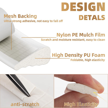 118” Wedge-Shape Foam Window Weather Stripping Door Seal Strip,Soundproofing Frame Winter Insulation Tape for Exterior Front Door,Noise Cancelling Window Inserts,Door Gap Filler Light Blocker,White