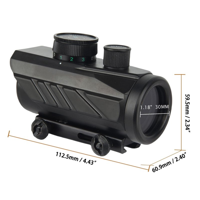 KASENTE Tactical 1x30mm Reflex Sight - Green & Red & Blue Dot, Airsoft Gun Optic, Rifle Scope, with 11mm/21mm Rail Mount