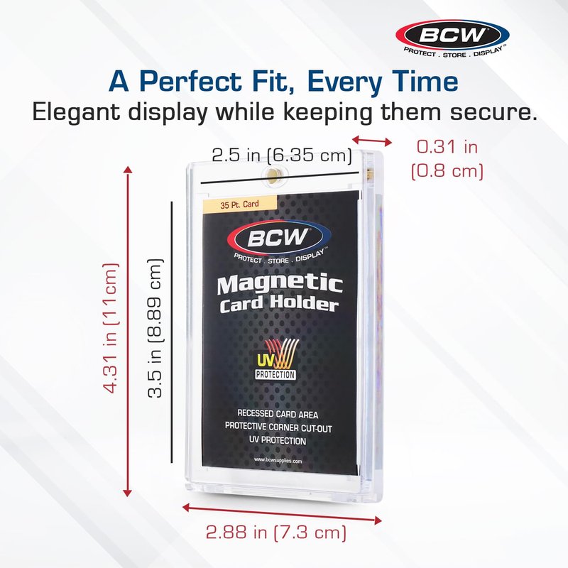 BCW Magnetic Card Holder - 35 PT Thickness - 20 Pack | Protective Display Card Case with Secure Gold Magnet Closure | UV Protection, Quick Access Design for Sports, Gaming, and Collectible Cards