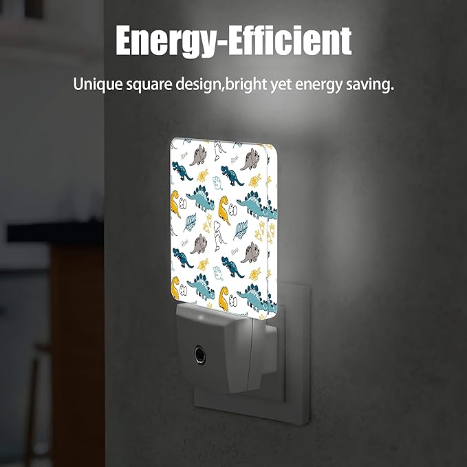 Dino Night Light, Funny Dinosaurs Night Lights Plug into Wall Decor for Bedroom, Bathroom, Hallway, Kitchen, Dusk to Dawn Sensor Nightlights for Boys Girls Women Men Room Gifts