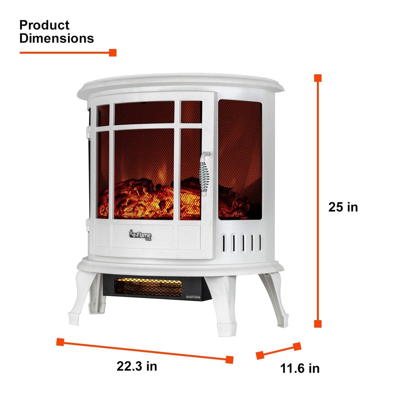 e-Flame USA Regal Freestanding Electric Fireplace Stove - 3-D Log and Fire Effect (White)