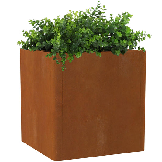 Gardenaire Corten Steel Planter Box 24"x24"x25", Large Square Metal Planter Indoor&Outdoor, Large Cube Planters with Drainage Hole for Porch/Patio/Garden