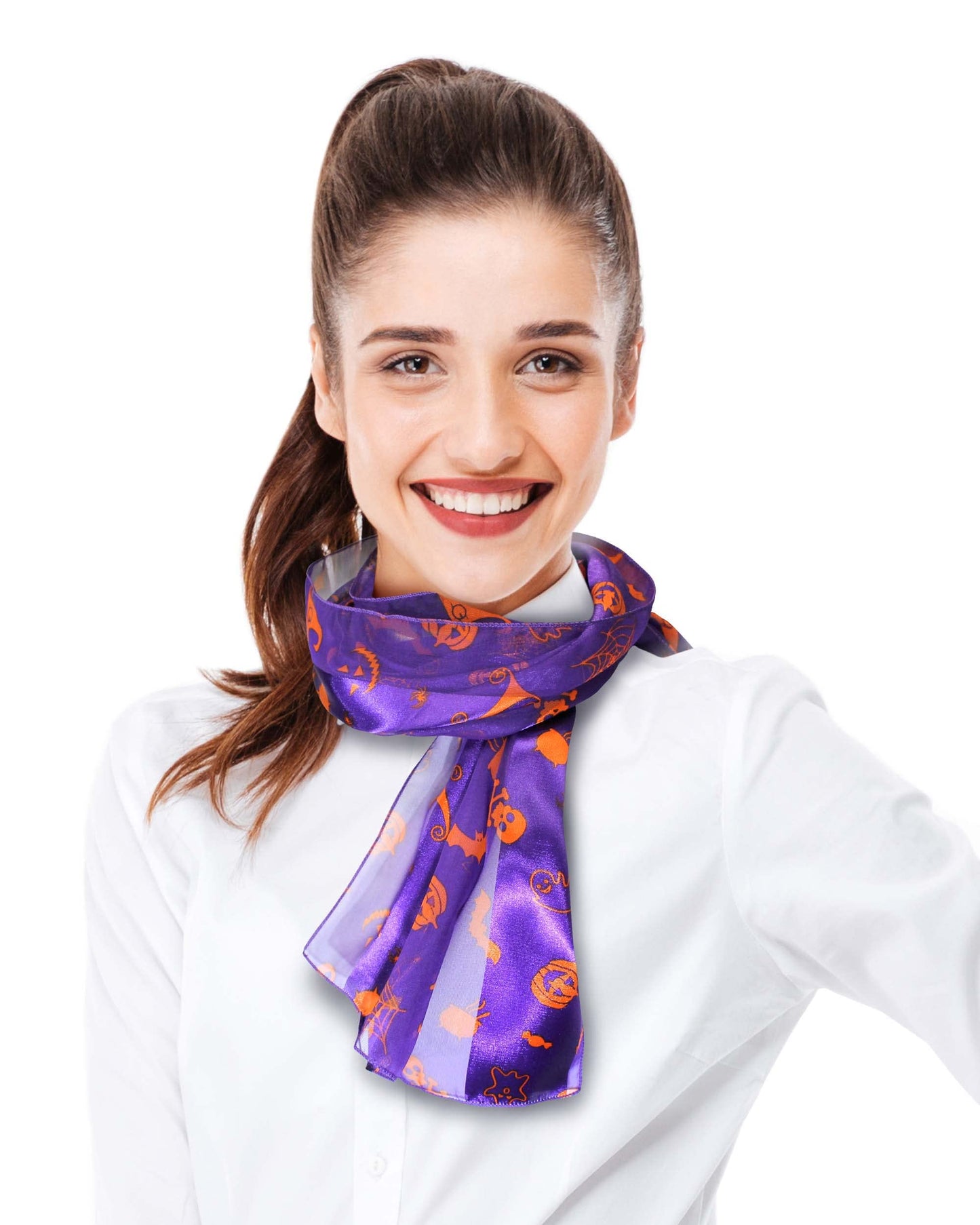 CBC Crown Halloween Theme Scarf Pumpkin Pattern Halloween Theme Scarf (PURPLE-HALLOWEEN-13 x 60")