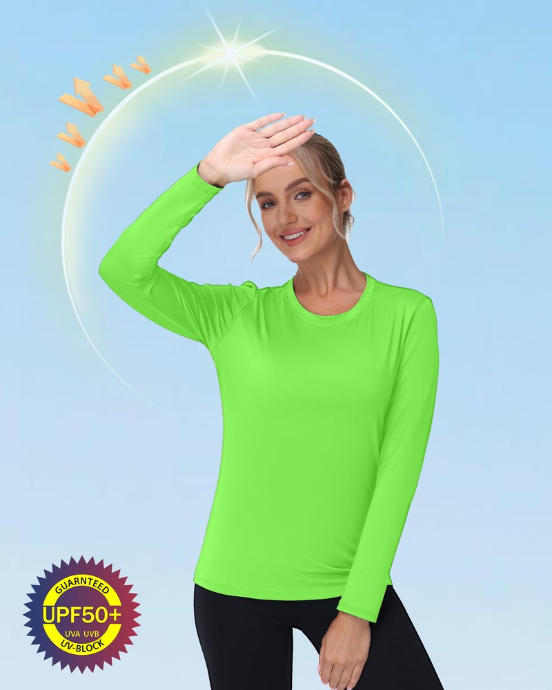 isnowood Women's Sun Protection Long Sleeve Shirts, UPF 50+ UV Swim Rash Guard Shirt, Lightweight Workout Hiking Running Tops