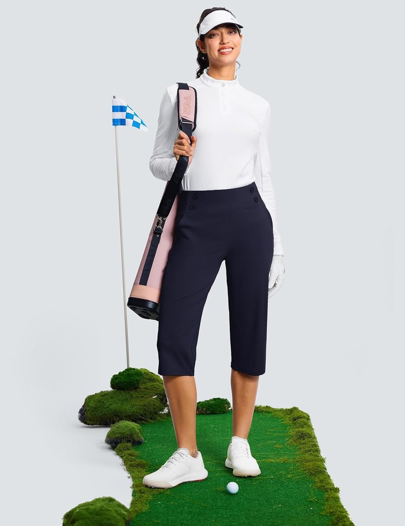 High Waist Capri Pants for Women - Stretchy Golf Capris with Pockets | 15"/18"/21"/27" Options