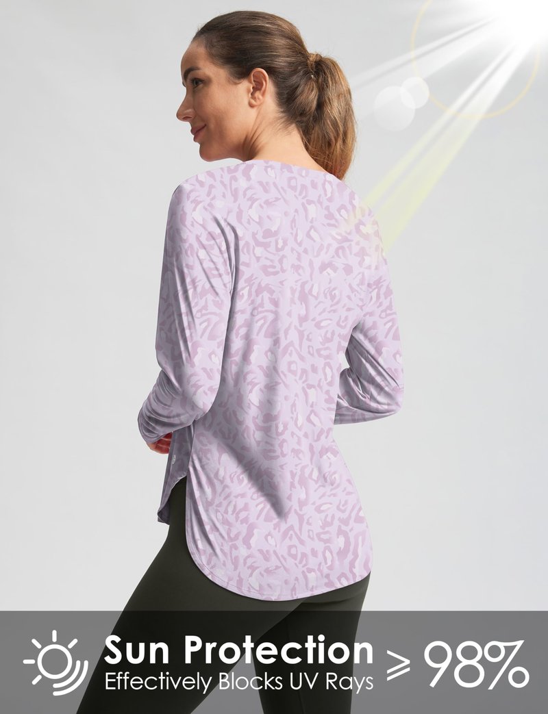 Women's Sun Shirts UPF 50+ Long Sleeve UV Protection Shirt Lightweight Quick Dry Workout Hiking Tops for Women(Purple Swamplands,XL)