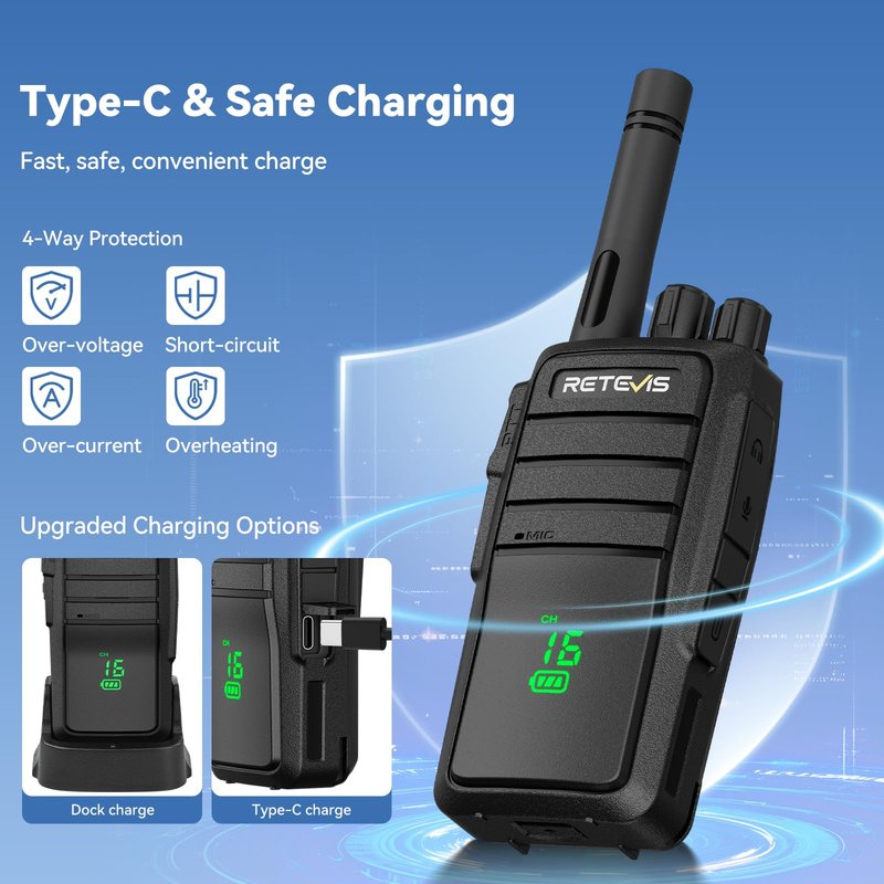 Retevis RT21H Walkie Talkies with Earpiece and Mic Set, 2 Way Radios Long Range, Hidden Display, Portable FRS Two-Way Radios for Oudtoor Hunting(2 Pack)