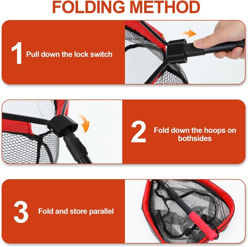 Floating Fishing Net - Retractable & Foldable for Easy Storage | Ideal for Bass, Trout, Kayak & Boat Fishing
