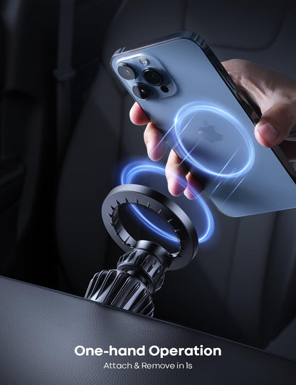 Lamicall Car Phone Mount for MagSafe - [20x N52 Magnet] Magnetic Phone Holder Car, Air Vent Phone Mount Cradle Hook for iPhone 17 16 15 14 13 Pro/Max/Plus/Air & MagSafe Case, Others with Metal Plate