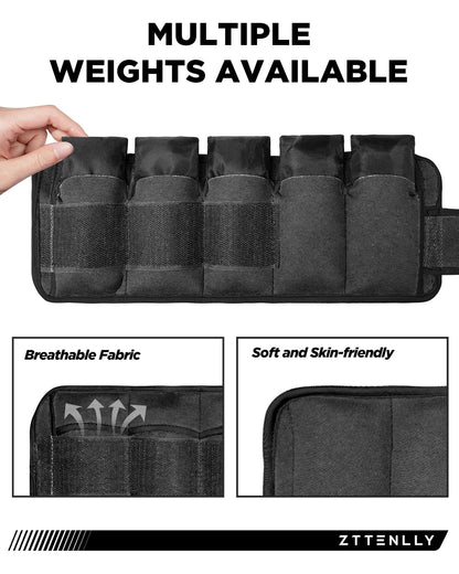 Adjustable Ankle Weights for Women Men and Kids | 1 Pair 5 10 15 18 20 Lbs Leg Wrist Ankle Weight Straps for Yoga, Walking, Running, Aerobics, Gym, Dance, Pilates, Cardio