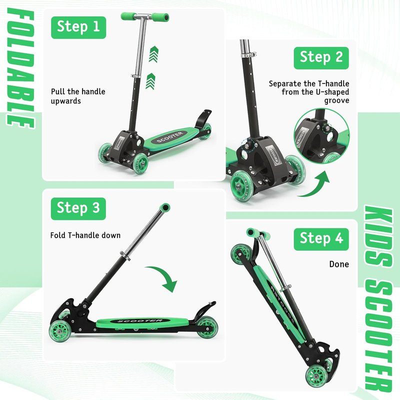Kids Kick Scooter - 3-Wheel Design for Stability & Safety | Adjustable Height