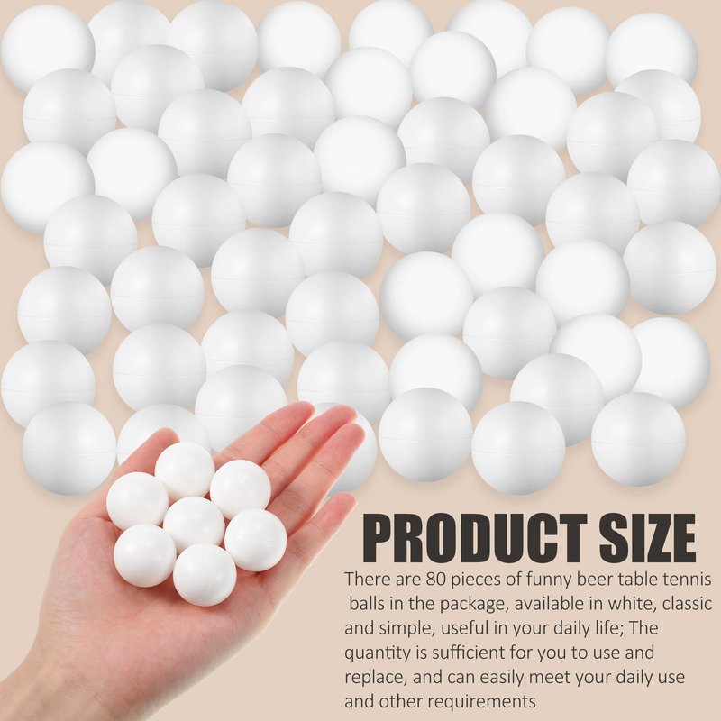 CHENGU 80 Pack 25 mm Mini White Table Tennis Balls Bulk Fun Small Ball for Crafts, DIY, Party Favors, Cat, Decorations Games Supplies Favors Accessories