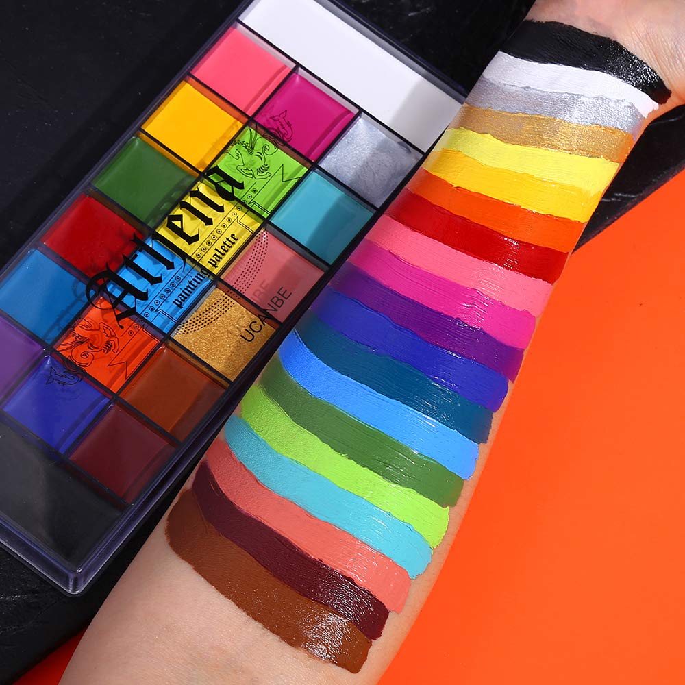 20 Colors Face Body Painting Oil, Safe for Kids/Adult Flash Tattoo Painting Art, Halloween Party Makeup Fancy Dress Professional Beauty Palette