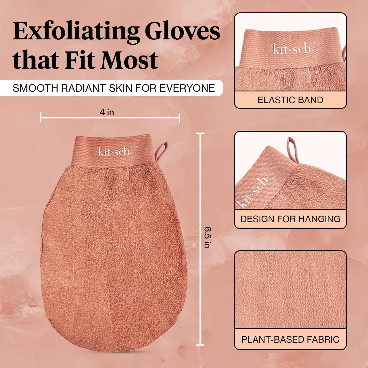 Kitsch Exfoliating Glove – Korean Exfoliating Mitt & Deep Exfoliating Body Scrubber for Shower, Bath | Body Exfoliator, Dead Skin Remover | Skin Care for Smooth, Renewed Skin - 1pc, Leopard