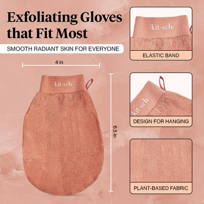 Kitsch Exfoliating Glove – Korean Exfoliating Mitt & Deep Exfoliating Body Scrubber for Shower, Bath | Body Exfoliator, Dead Skin Remover | Skin Care for Smooth, Renewed Skin - 1pc, Leopard