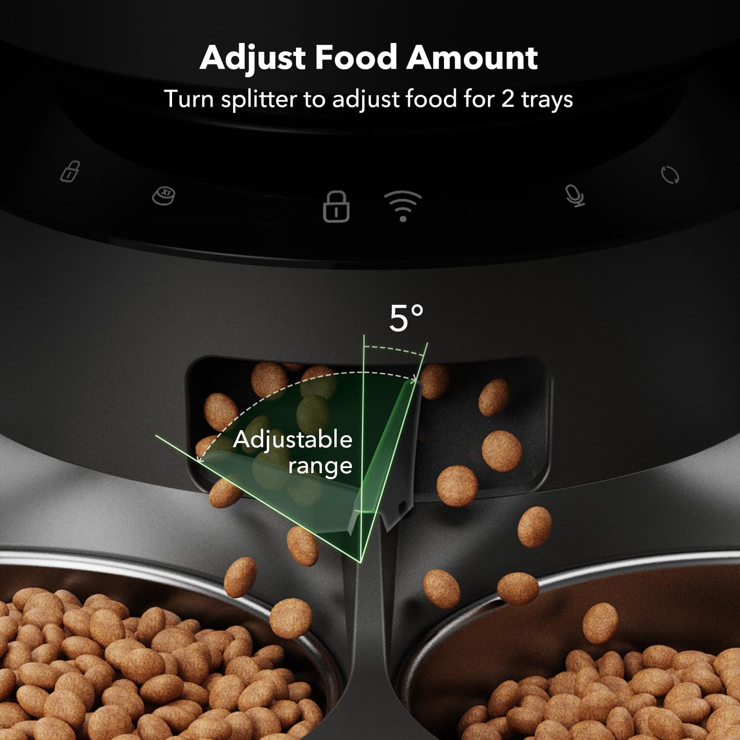 PETLIBRO Automatic Cat Feeder, 5G Wi-Fi Dual Cat Feeder with App Control for Dry Food, Low Food & Blockage Sensor, Stainless Steel Bowl, 1-10 Meals Per Day, 10s Meal Call for Cats and Dogs (5L, Black)