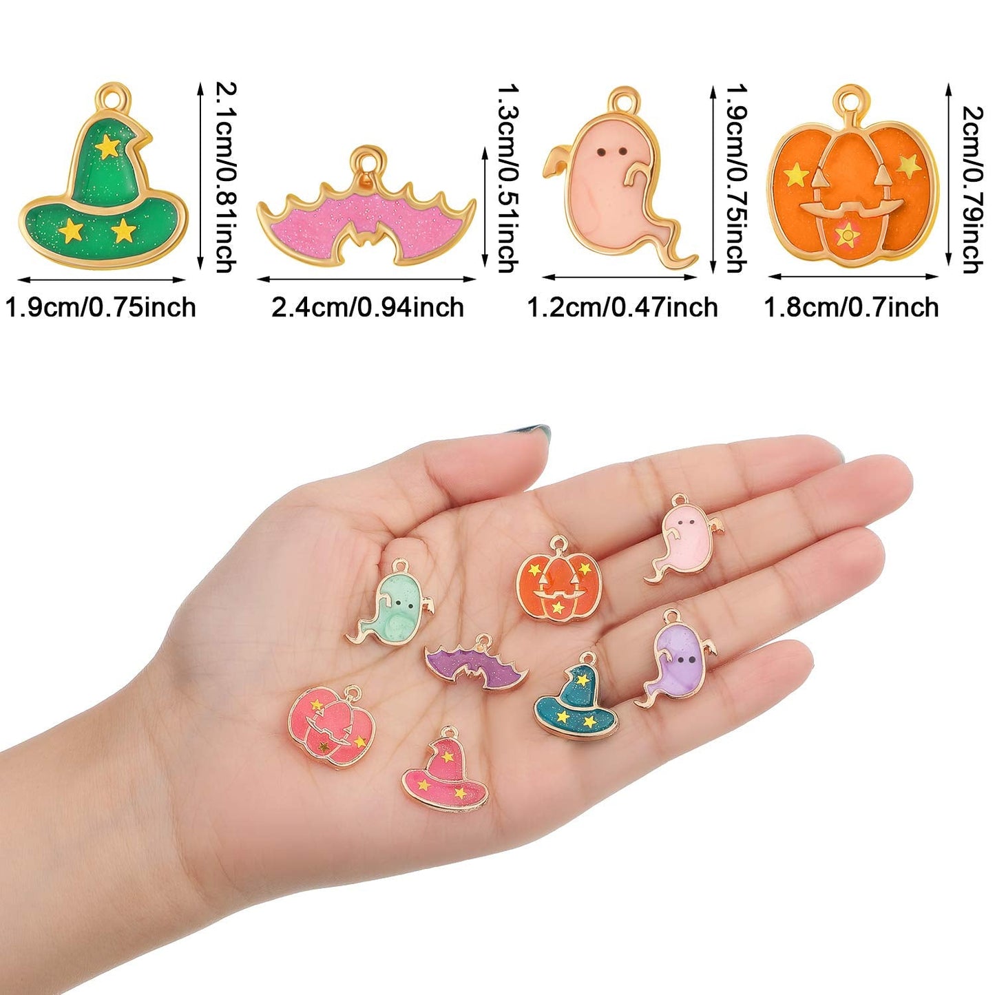 Halloween DIY Charms Halloween Alloy Pendants Pumpkin Ghost Wizard Hat Jewelry Making Charms for DIY Jewelry Necklace Bracelet Accessories