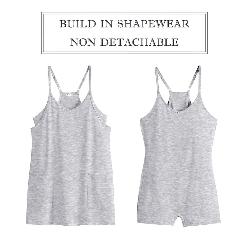 ANRABESS Women Athletic Dress Summer Tennis Workout Active Sports Mini Romper Dress Built in Shorts Travel Vacation Clothes Heather Gray XX-Large