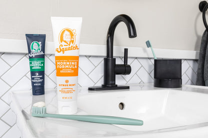 Dr. Squatch Natural Teeth Whitening Toothpaste Kit - Day and Night Flouride Free Natural Toothpaste - Citrus Mint, Spearmint (4.7 oz, 2-Pack)