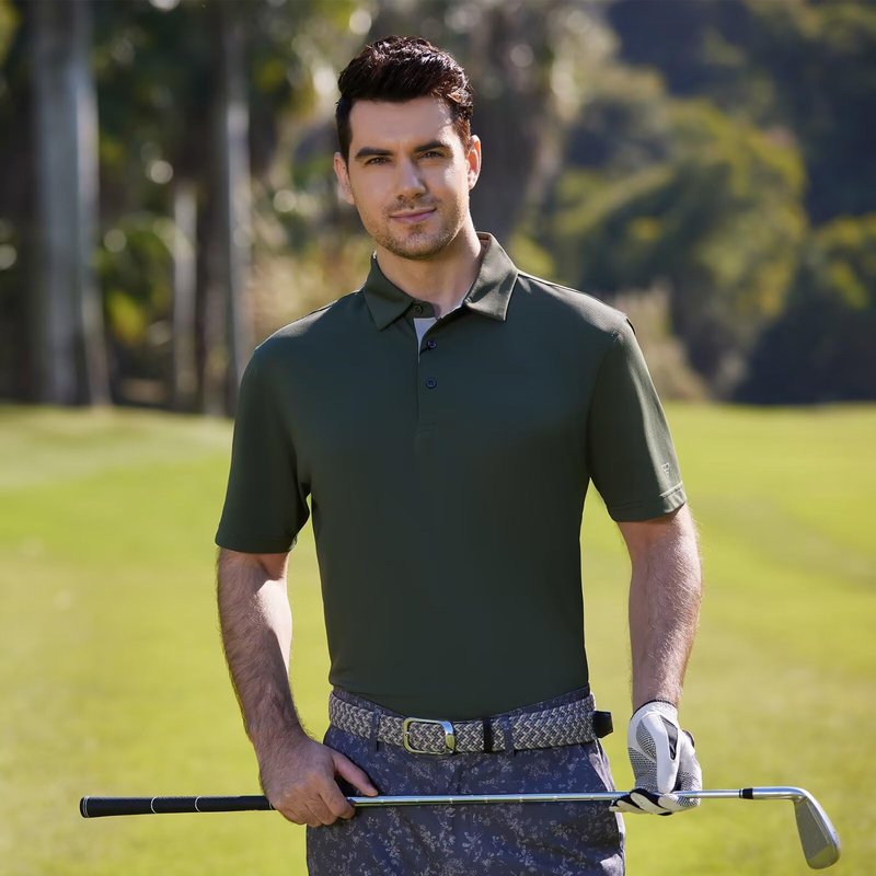M MAELREG Mens Pique Polo Shirts Short Sleeve Performance Moisture Wicking Quick Dry Casual Golf Shirts for Men Brick