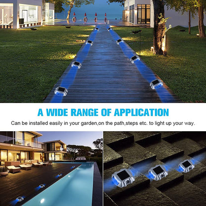 Extra Bright Solar Deck Lights Waterproof with 6 LED, Wireless Driveway Safety Light for Pathway Garden Walkway(Blue, 2 Pack)