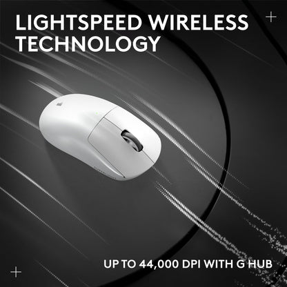 Logitech G PRO X SUPERLIGHT 2 LIGHTSPEED Wireless Gaming Mouse, 8K Polling, Lightweight, 60g, LIGHTFORCE Hybrid Switches, HERO 2 Sensor, 888 IPS, 44K DPI, 5 Programmable Buttons, USB-C, PC/Mac - White