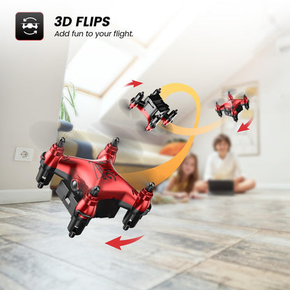 Holyton HT02 Mini Drone for Kids Beginners, Easy Pocket RC Quadcopter with Altitude Hold, 3D Flips, 3 Speed Modes, 3 Batteries, Headless Mode, Protection Guards and Emergency Stop, Gift for Boys Girls