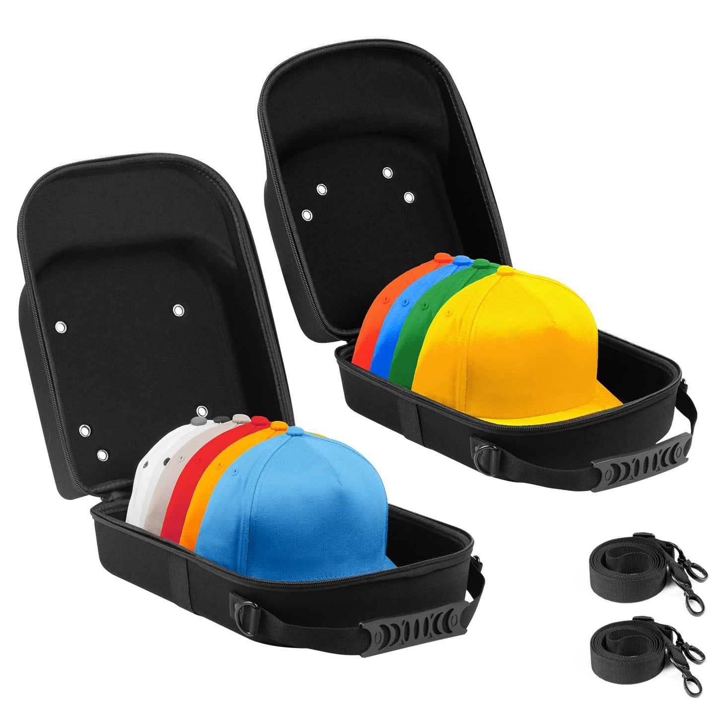 Epesoware Pack of 2 Hat Travel Hard Cases for Baseball Caps - Favorable Hat Storage Organizer with Carrying Handle, Shoulder Strap and Luggage Strap, Protect Up to 10 Hats for Travel Home