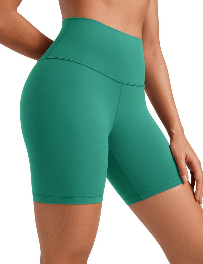 CRZ YOGA ButterLuxe Biker Shorts 6" - High Waisted Workout Running Volleyball Spandex Yoga Womens Cascadia Green X-Small