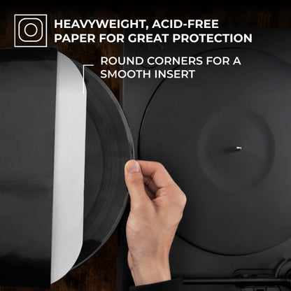 Big Fudge 50x Vinyl Record Inner Sleeves - Round Corners for 12" Records - Vinyl Record Sleeves in Heavyweight & Acid Free Paper - Protective LP Album Cover - White