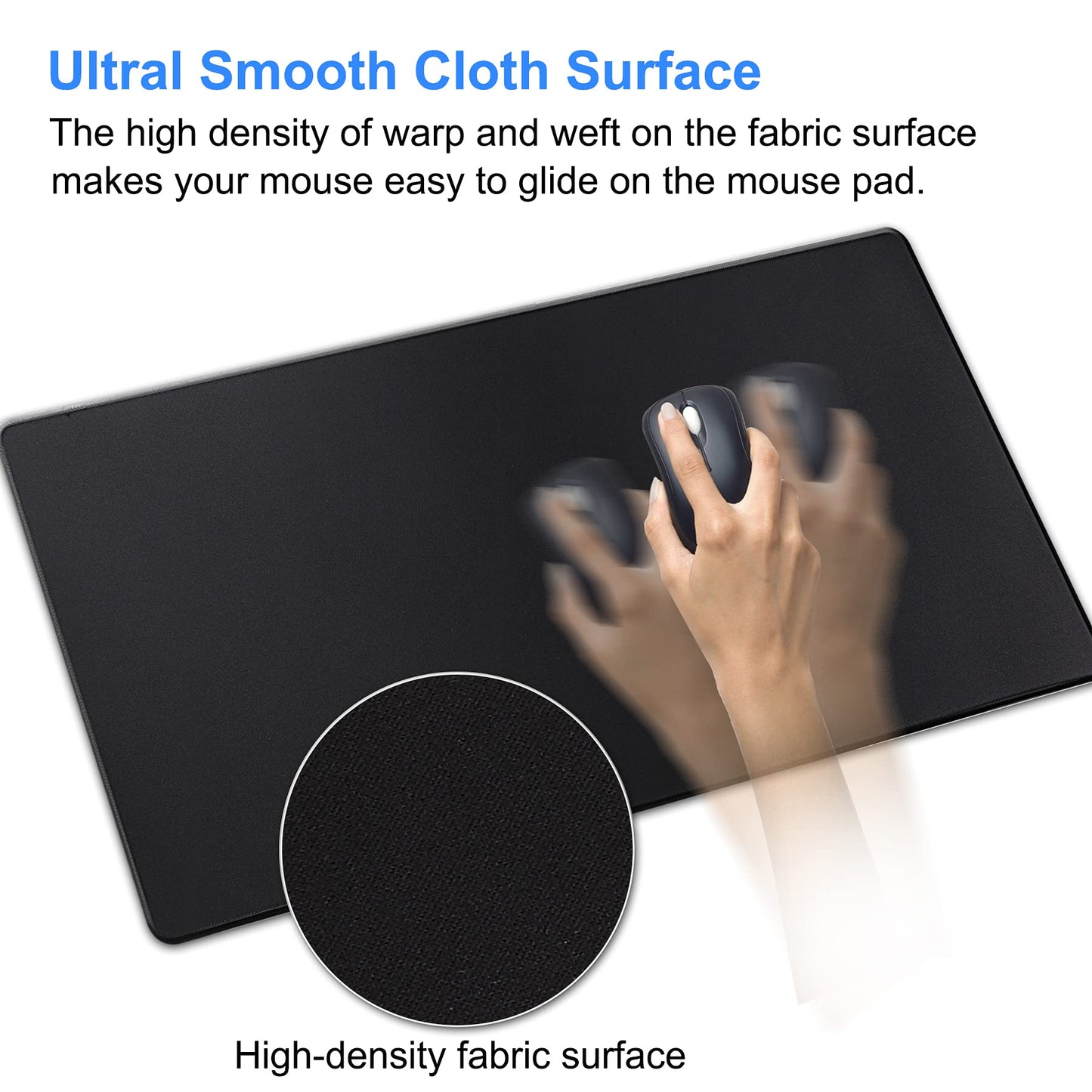 Hosimoln Gaming Mouse Pad, Large Mouse Pad Size 27.5x11.8 Thickness 0.12 inches,Premium-Textured Non-Slip & Waterproof Computer Mousepad with Stitched Edges for Gaming, Office & Home-70x30 Black