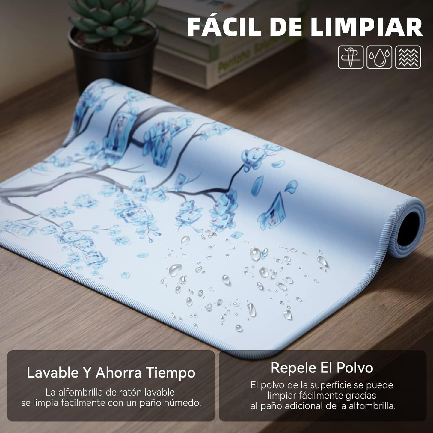 EFISH Japanese Plum Blossoms Mouse Pad (31.5 × 11.8 × 0.12 inch) Extended Large Mouse Mat Desk Pad, Stitched Edges Mousepad,Non-Slip Rubber Base,Gaming Mouse Pad XL