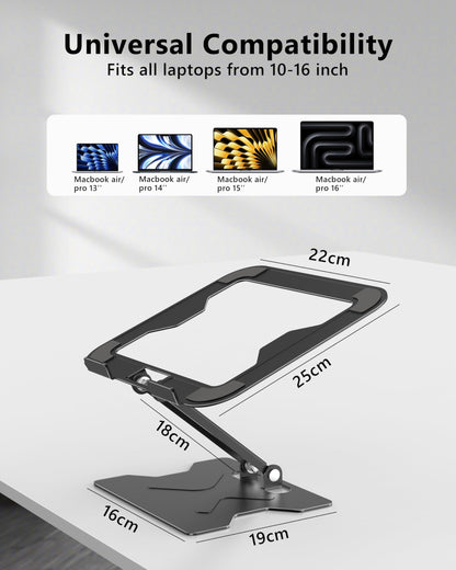 JCZT Laptop Stand for Desk, Adjustable Laptop Riser Holder Mount, Notebook Holder Office Desk Accessories for MacBook Air, Pro, Dell, HP, Lenovo More, All 10-16'' Notebooks Laptops (Matte Black)