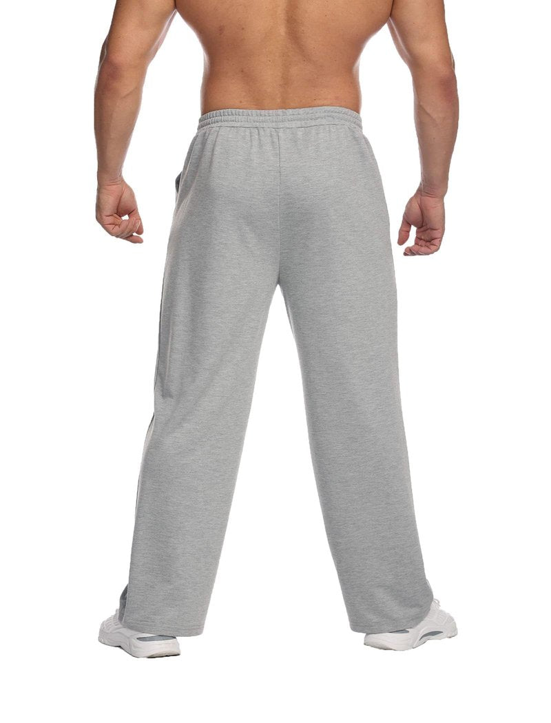Deyeek Mens Grey Baggy Sweatpants Wide Leg Sweat Pants for Mens Athletic Pants Open Bottom Lounge Fleece Pants with Pockets
