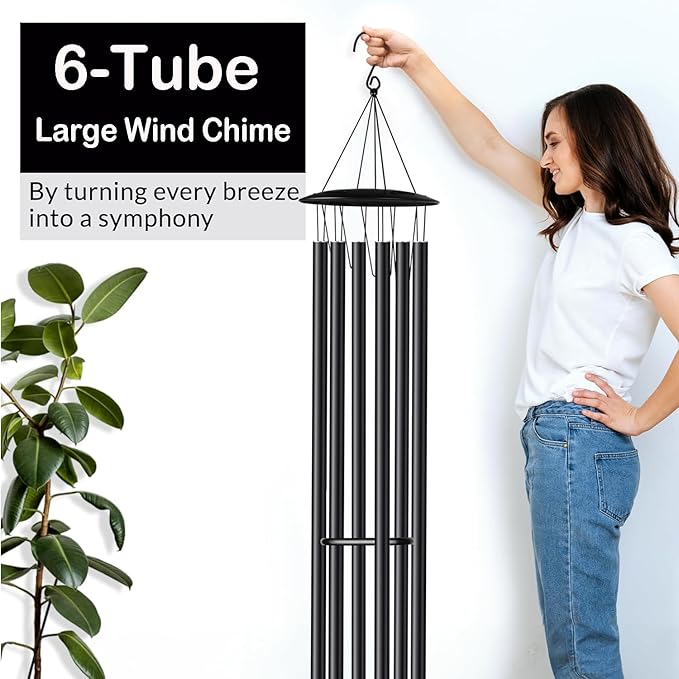 68" Wind Chimes for Outside Deep Tone, 6 Heave-Duty Aluminum Tube Large Wind Chimes for Garden & Patio, Memorial Wind Chime for Loved One, Unique Gift for Housewarming Christmas Birthday Retirement