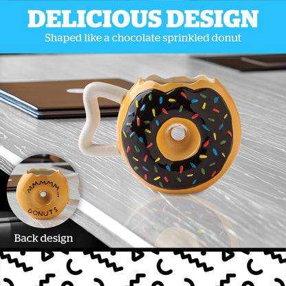 BigMouth Inc Sprinkle Donut Coffee Mug, Fun Novelty Doughnut Shaped Cup, Fun Gift for Dessert Lovers, Ceramic, 12 Ounces