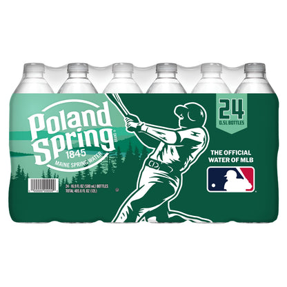Poland Spring Natural Spring Water Bottles, 24 Pack - Still Bottled Water with Naturally Occurring Minerals - 16.9 Fl Oz Plastic Bottles