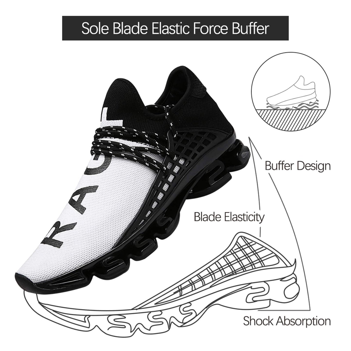 DUORO Men's Slip On Road Running Shoes, Breathable, Lightweight, Comfortable, White, Size 11.5 Wide