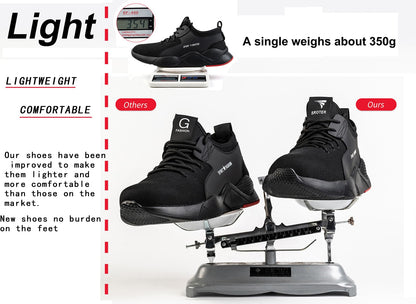 Black Safety Shoes Mens Safety Trainers Womens Steel Toe Cap Trainers Work Boots Lightweight Breathable Industrial Sneakers Black UK 9