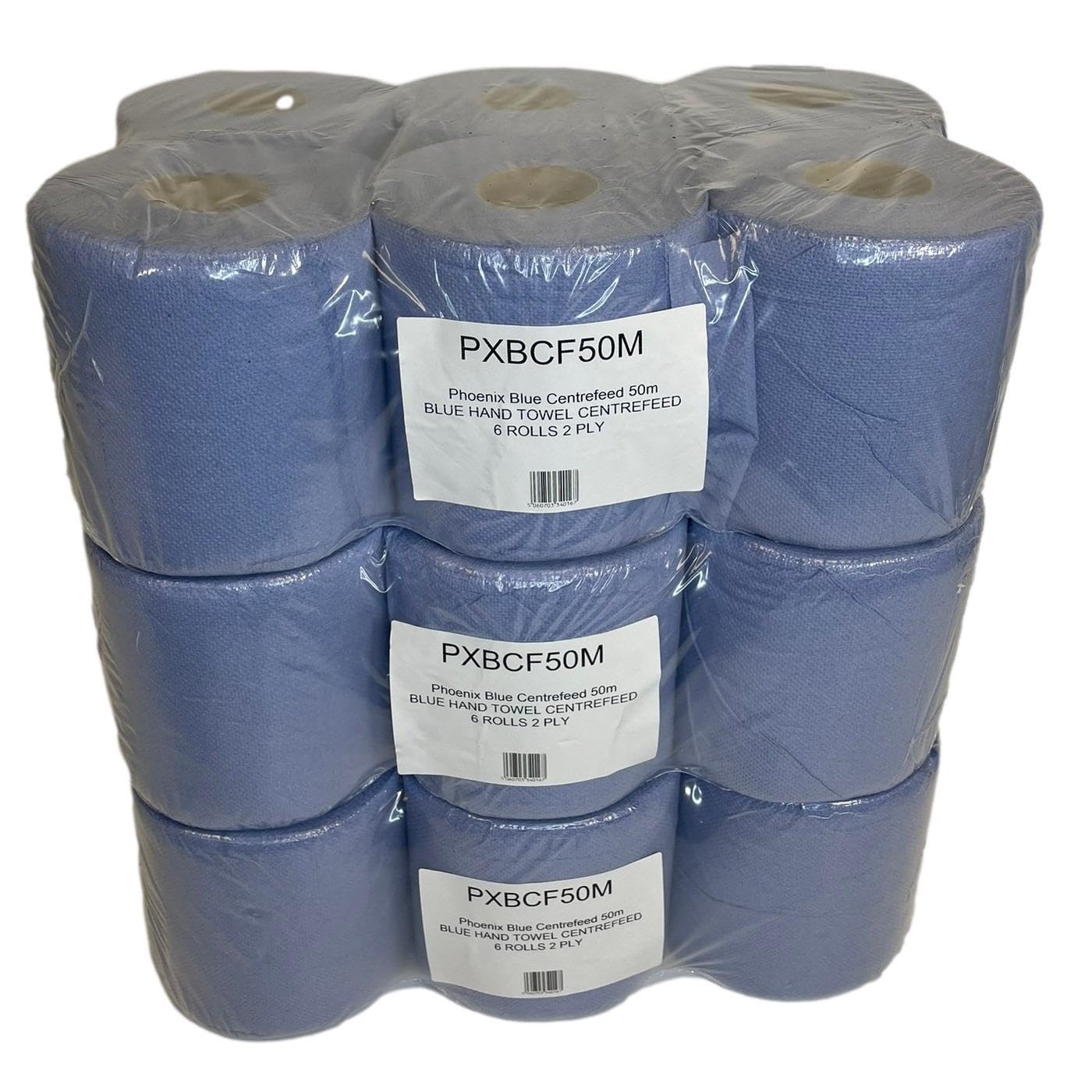 Blue Roll 2 Ply – Centre Feed Paper Towel Roll | 18 Pack | Strong, Absorbent Cleaning Roll for Kitchen, Industrial & Commercial Use | Embossed Wipe Tissue for Dispensers