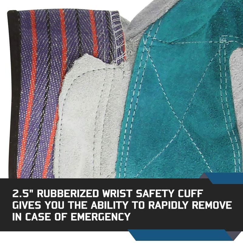 Glove Station Heavy Duty Double-Layer Cowhide Split Leather Palm Work Gloves with Rubberized Safety Cuff (Large (L), 12-Pack)