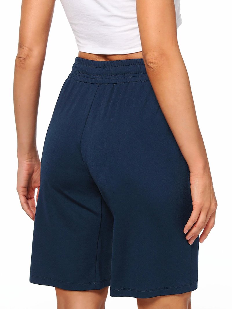 NEIOROT Women's Bermuda Shorts with Pockets Athletic Running Drawstring Lounge Shorts,1 Pack,Navy,XX-Large