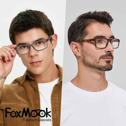 FoxMook 1-Pack Blue Light Blocking Glasses Computer Phone Screen Readers Anti Eye Strain/UV/Glare Gaming Glasses, Tortoise 0.0 x