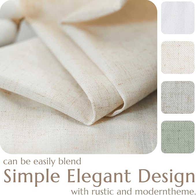 jinchan Linen Textured Tier Curtains 24 Inch for Kitchen Windows Country Farmhouse Cafe Small Curtain Rustic Light Filtering Half Curtains for Living Room Laundry Bathroom Rod Pocket 2 Panels Crude